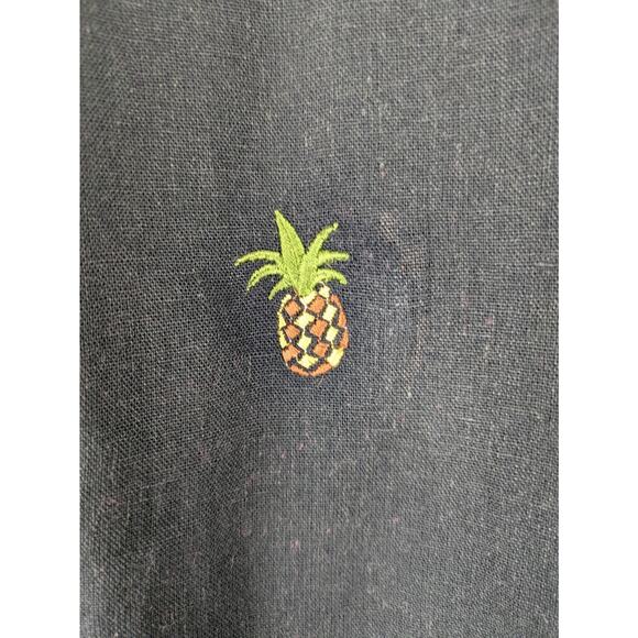Vintage embroidered pineapple print linen blend sleeveless top - Picture 6 of 7